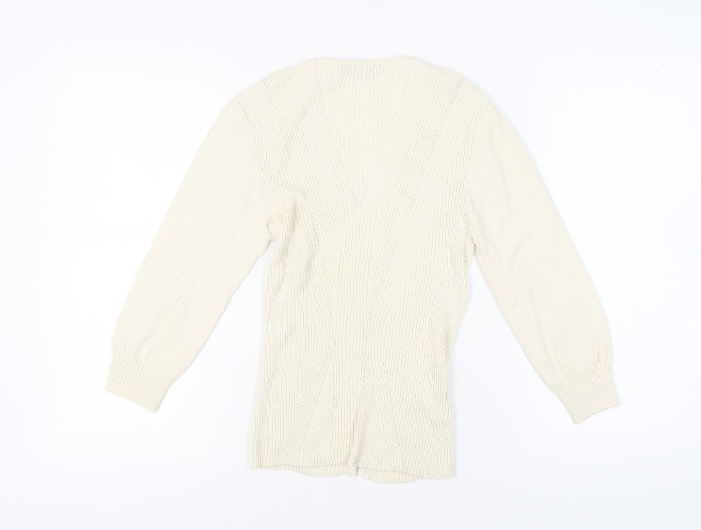 Laura Ashley Ivory Women's V-Neck Cardigan Size 14