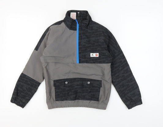 Adidas Boys Black Track Jacket, Geometric, Size 7, Autumn Wear