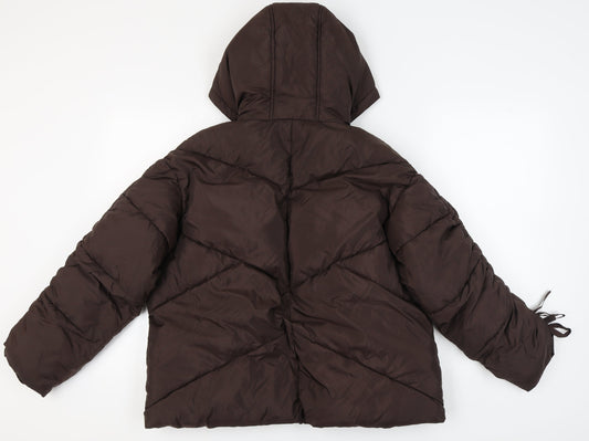 Michelle Keegan Women's Brown Puffer Jacket, Size 10