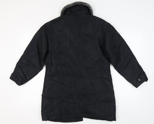 Dorothy Perkins Women's Black Fur Trim Coat, Size 12