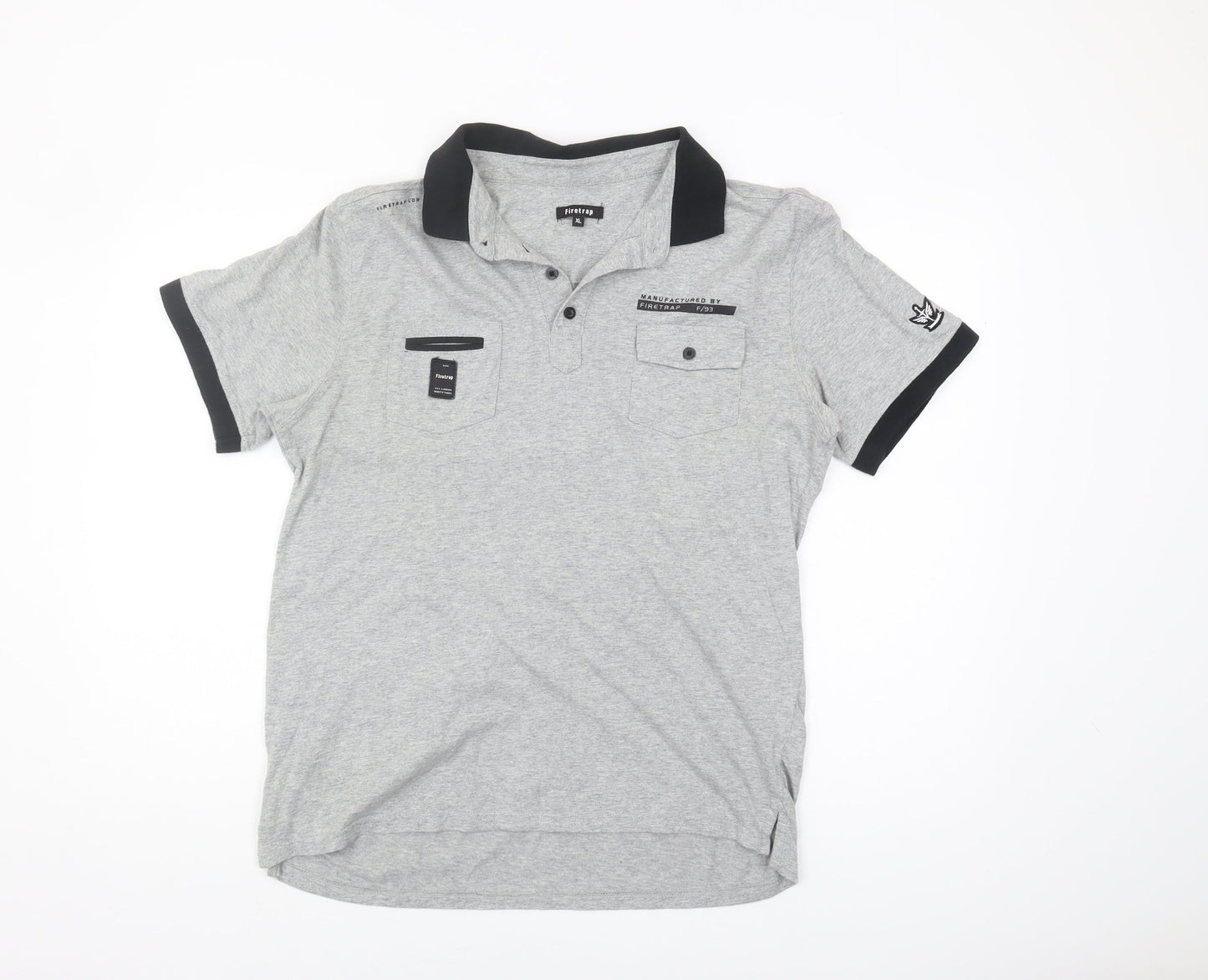 Firetrap Men's Grey Polo Shirt XL Short Sleeve Casual