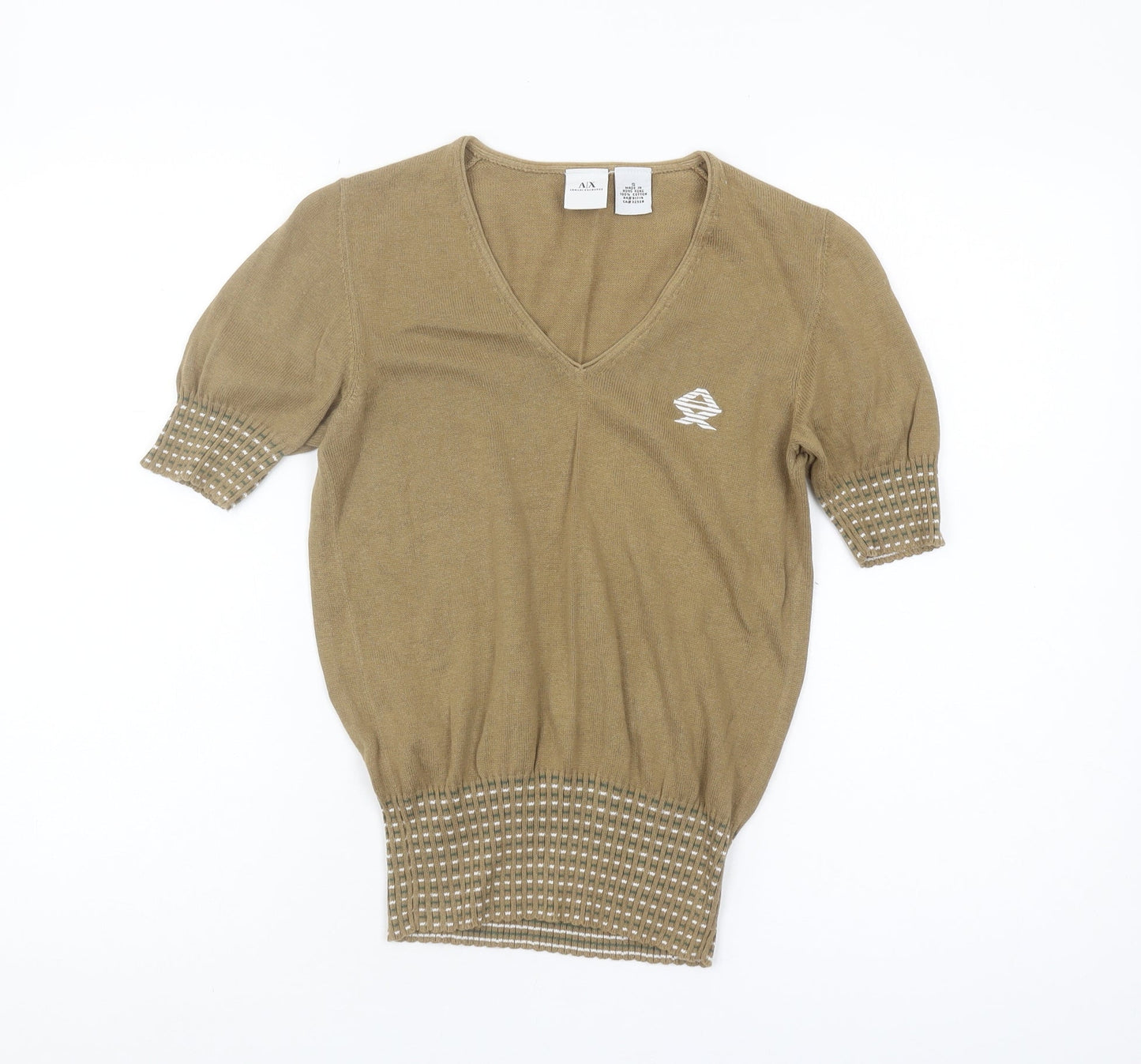 Armani Exchange Women’s Brown V-Neck Jumper S