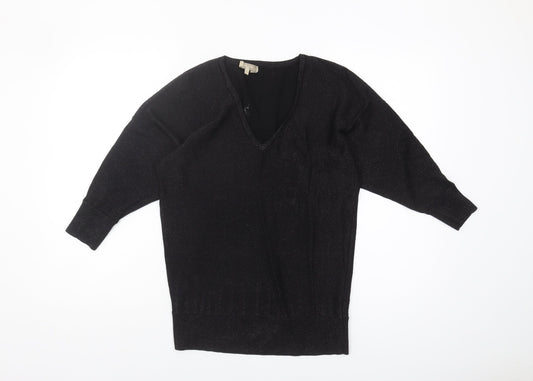 Hobbs Women's Black XS V-Neck Merino Wool Pullover Jumper