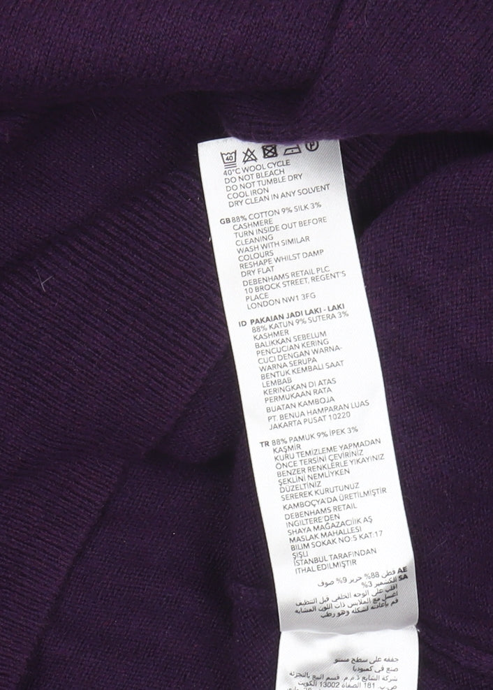 Jeff Banks Men's Purple V-Neck Cotton Jumper Medium