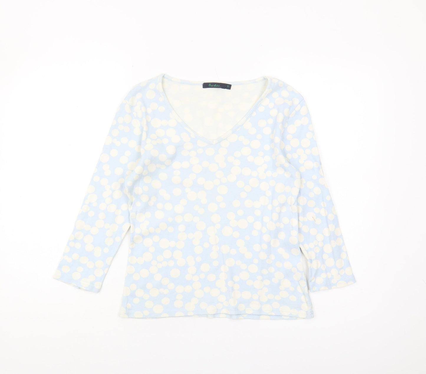 Boden Women's Blue Polka Dot V-Neck T-Shirt M