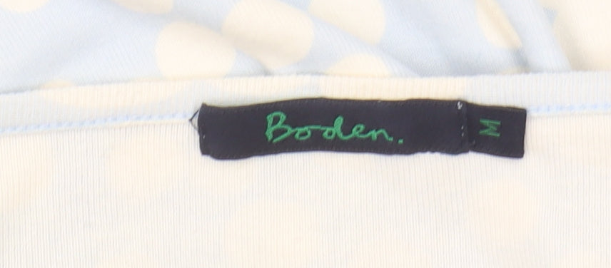 Boden Women's Blue Polka Dot V-Neck T-Shirt M