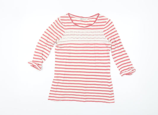 FatFace Women's Pink Striped T-Shirt Size 8