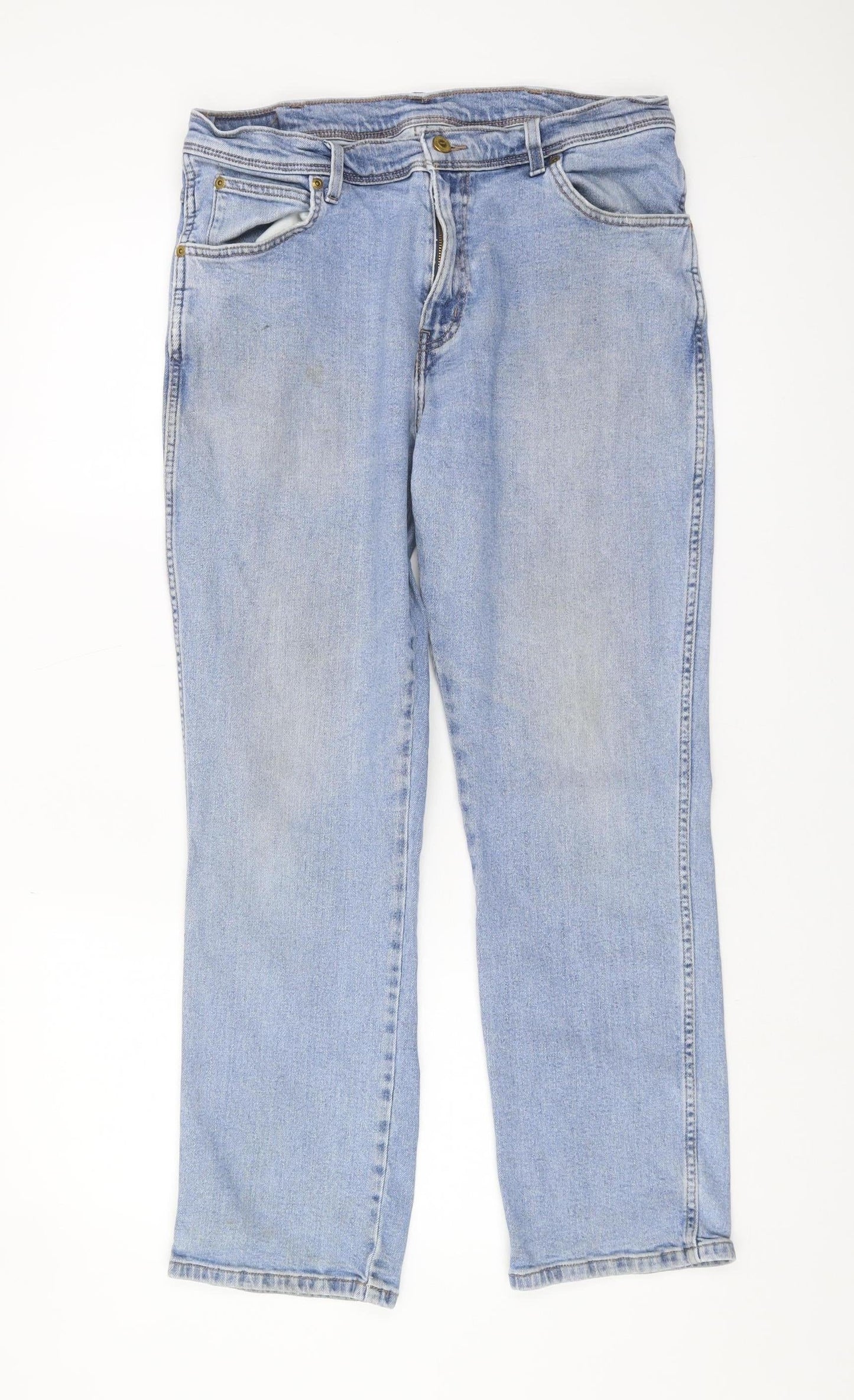 Wrangler Men's Blue Straight Jeans, Size 36, Regular Fit