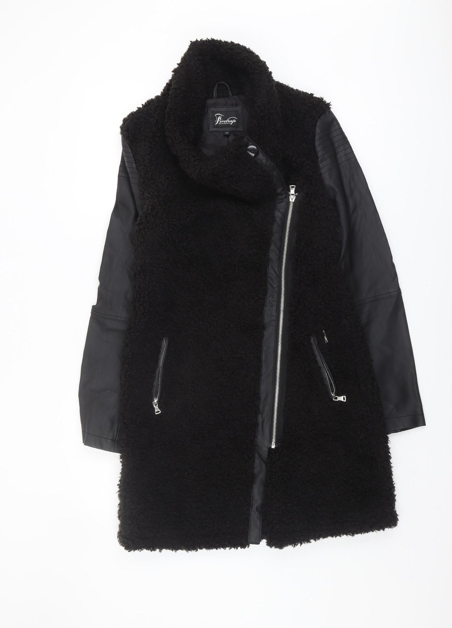 Firetrap Women's Black Faux Fur Mid-Length Jacket (S)