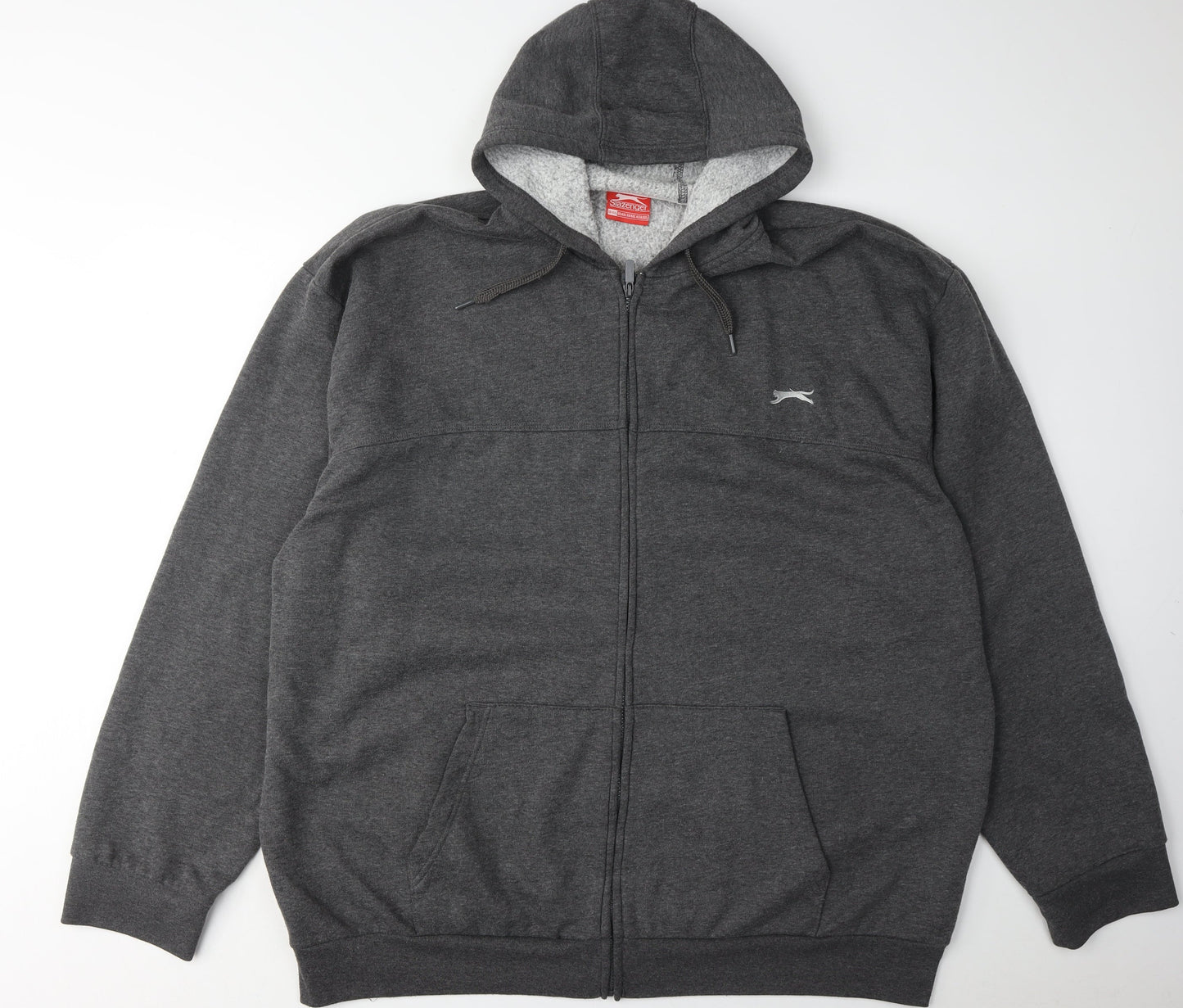 Slazenger Men's Grey 9XL Full Zip Hoodie with Logo