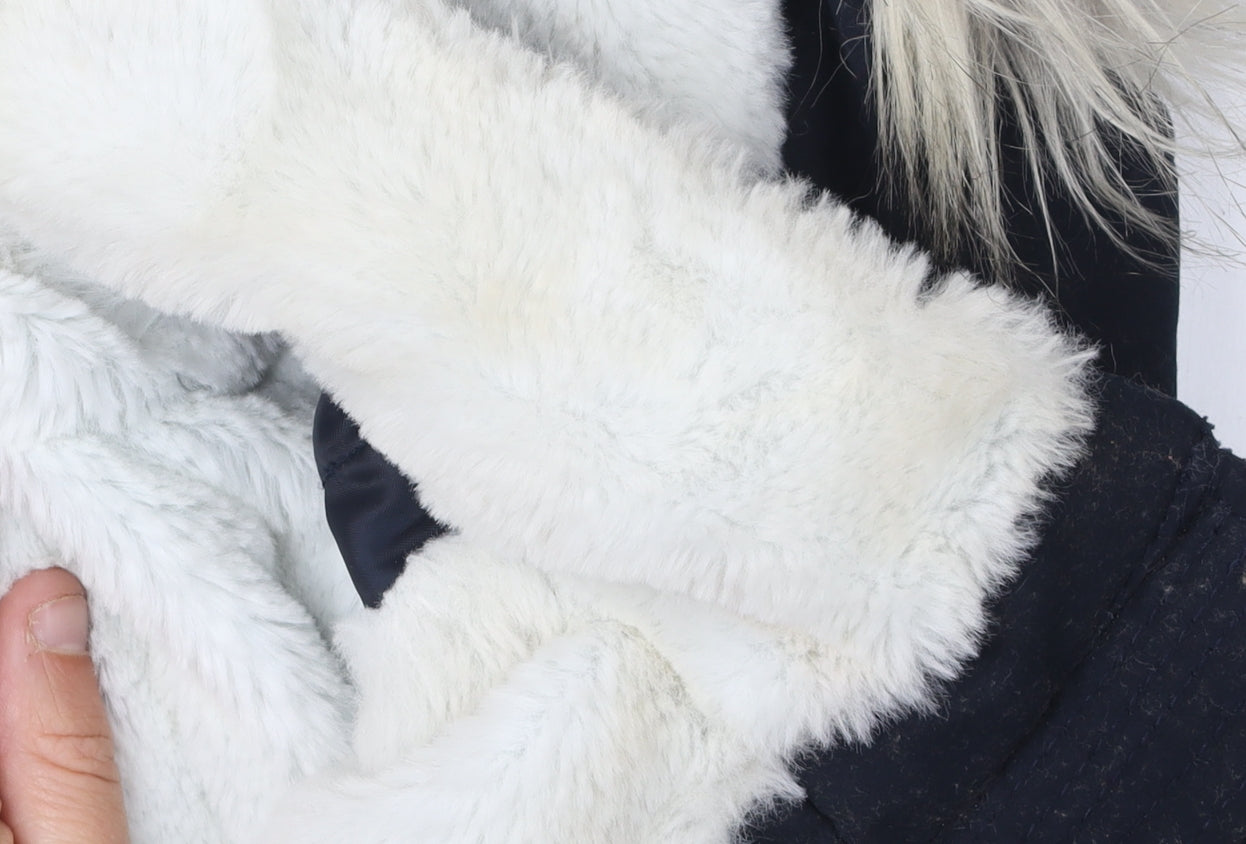 Hollister Women’s Blue Parka XS Fur Trimmed Winter Jacket