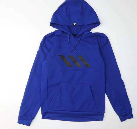 Adidas Men's Blue S Hoodie, Pullover with Logo, Gym Wear