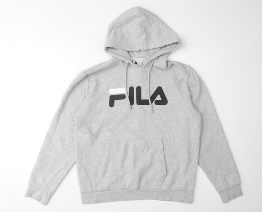 Additional front view of Fila Men's Grey Hoodie S Pullover Logo Style