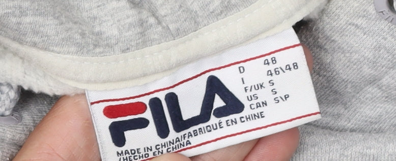 FILA Men's Grey Hoodie S Pullover Logo Style