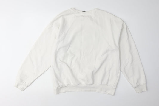 Puma Women's White Logo Sweatshirt L Pullover Crew