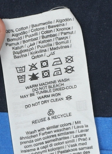 Jack & Jones Men's Blue Colourblock T-Shirt, Size L