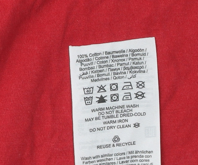 Mens UK Size S JACK & JONES Red Cotton T-Shirt