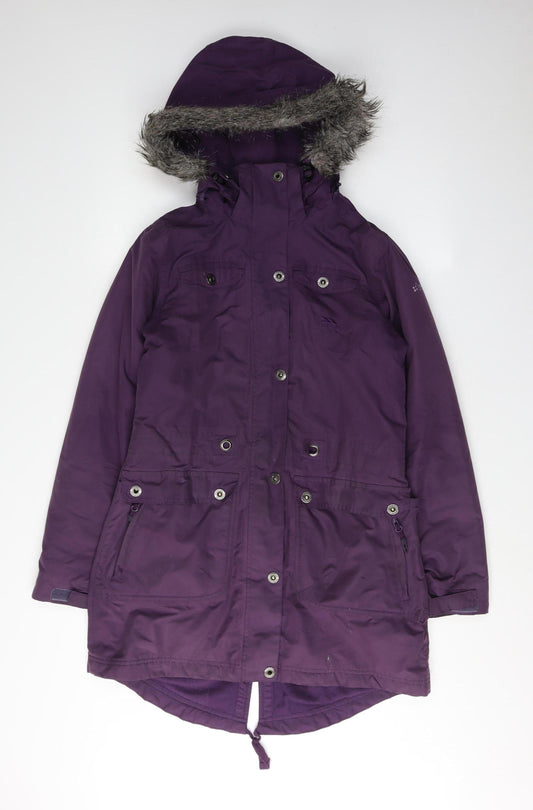 Trespass Women's Purple Parka Coat Size 10 Waterproof