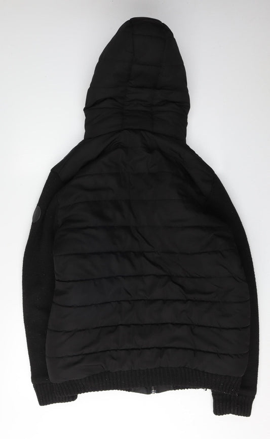 Firetrap Men's Black Puffer Jacket - XL, Hooded Winter Casual