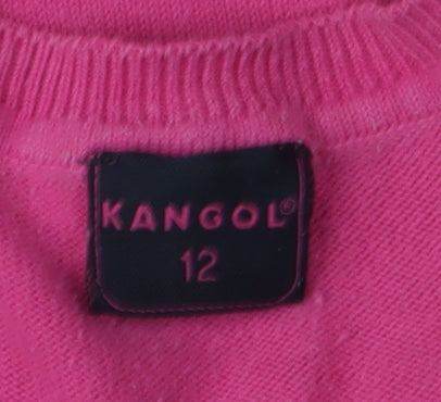 Kangol Women's Pink V-Neck Jumper Size 12