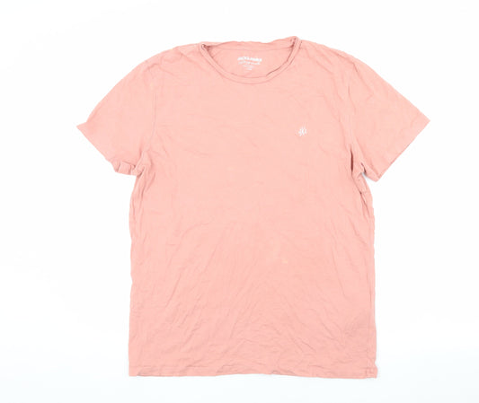 Jack & Jones Men's Pink L Cotton T-Shirt
