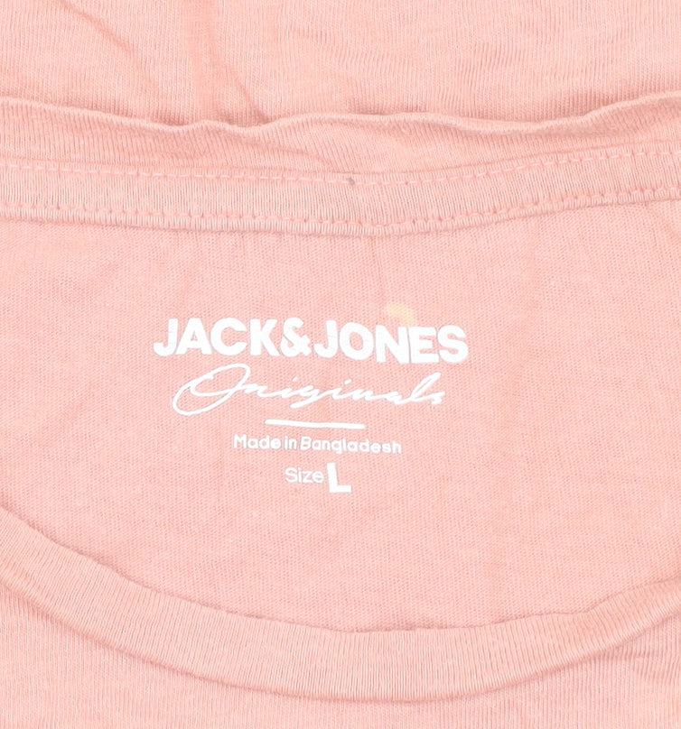 Jack & Jones Men's Pink L Cotton T-Shirt