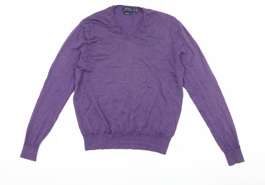 Polo Ralph Lauren Men’s Purple Wool XL V-Neck Jumper