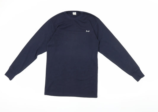 Pringle Men's Blue Long Sleeve Crew Neck T-Shirt Medium