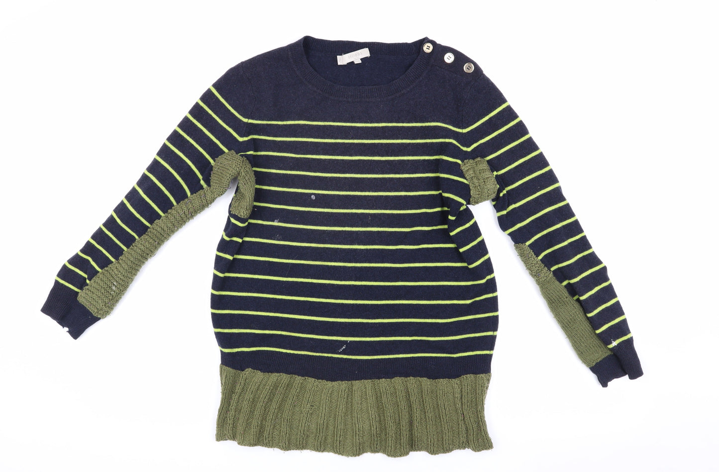 Hobbs Women's Blue Striped Wool Pullover Jumper S