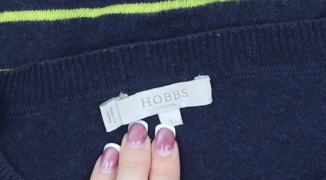 Hobbs Women's Blue Striped Wool Pullover Jumper S