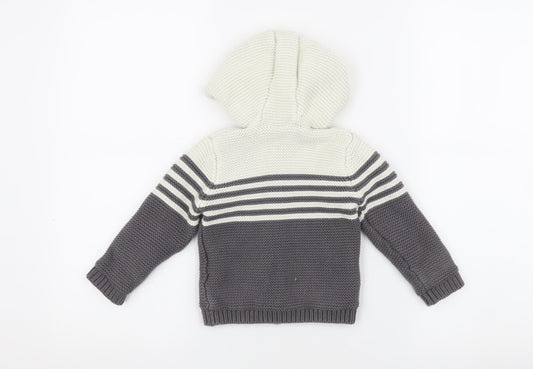 Marks and Spencer Unisex Baby Cardigan, Grey & White, 0-3 Months