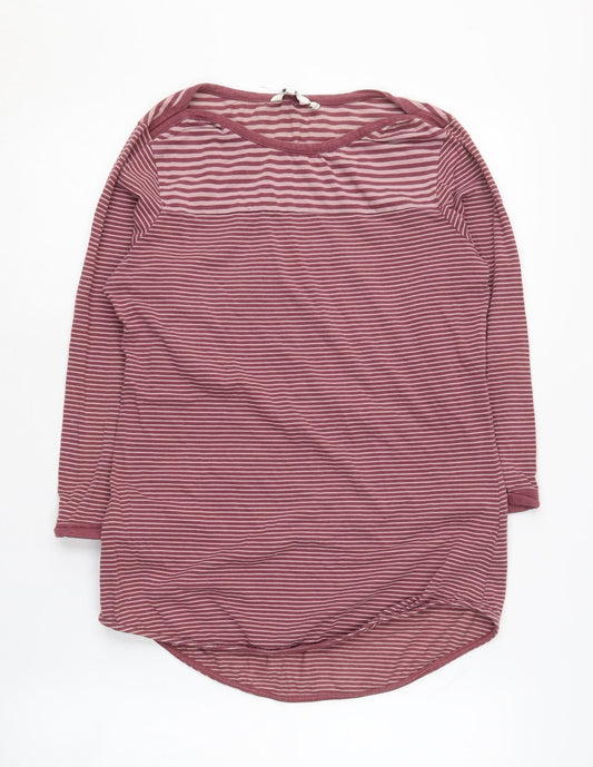FatFace Women's Red Striped T-Shirt Size 8