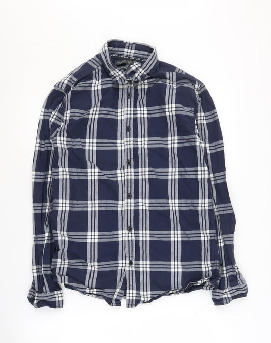 Jack & Jones Men's Blue Check Button-Up Shirt, Size S