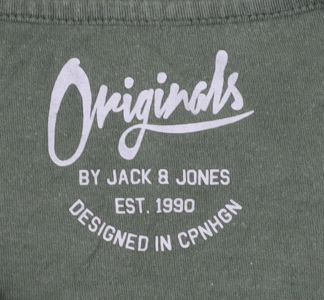 Jack & Jones Green Men's Graphic Tee L Cotton