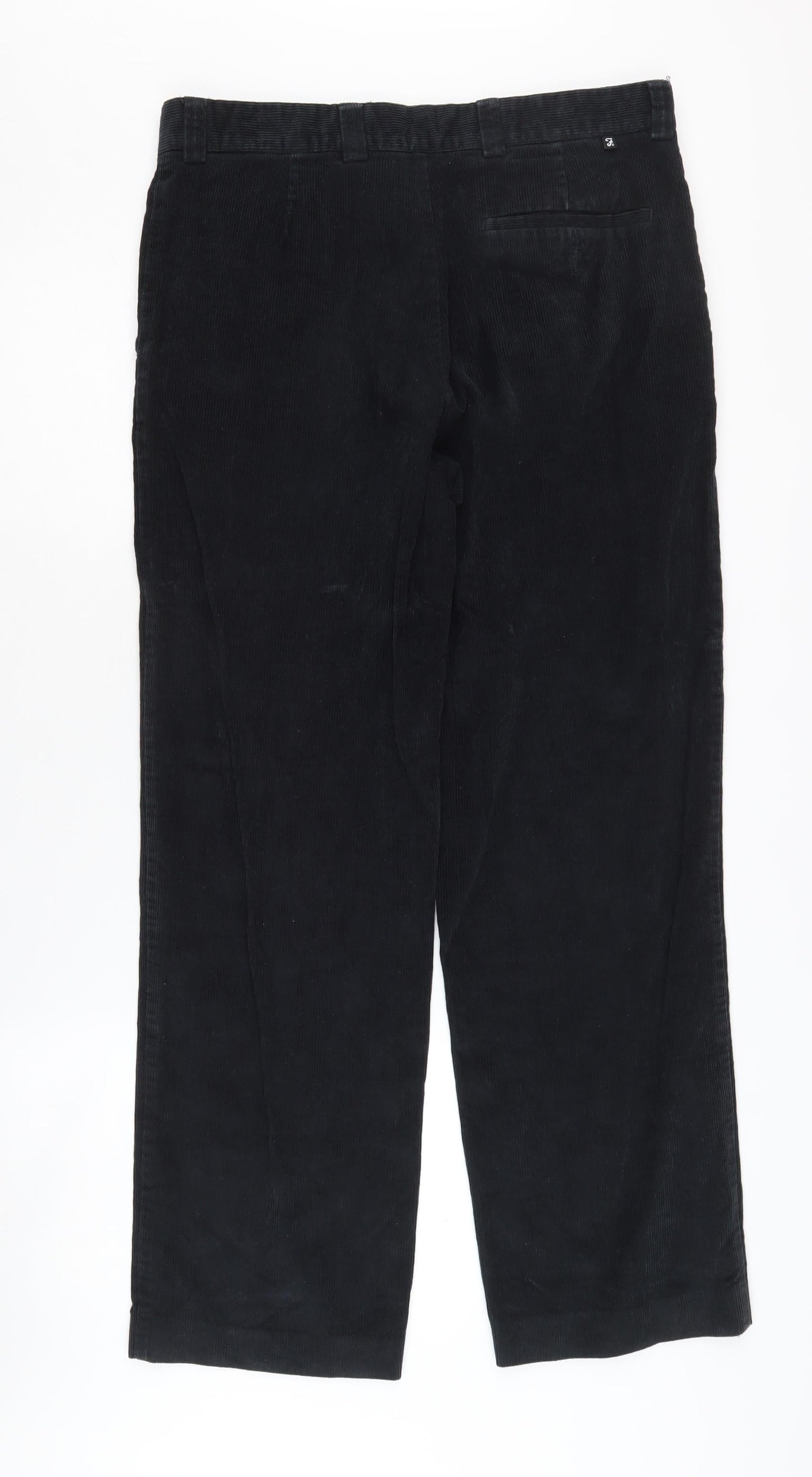 Farah Men's Black Corduroy Trousers Size 34 Straight Leg