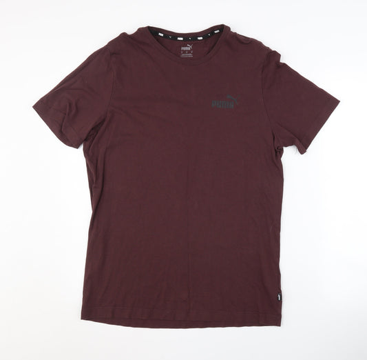 Puma Men's Red Medium Crew Neck Solid T-Shirt