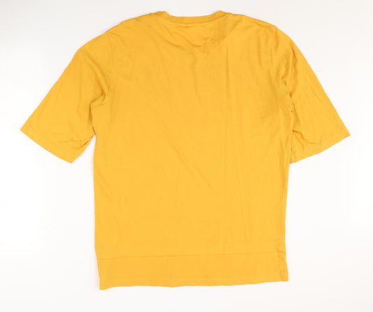 Puma Men's Yellow Medium Crew Neck Cotton T-Shirt