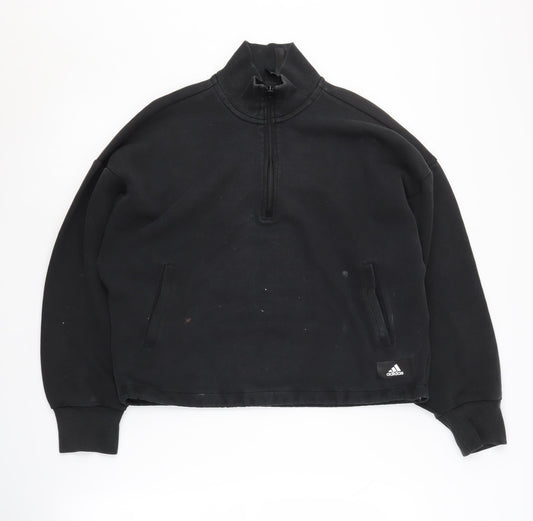 Womens UK S Regular adidas Black Full Zip Sweatshirt