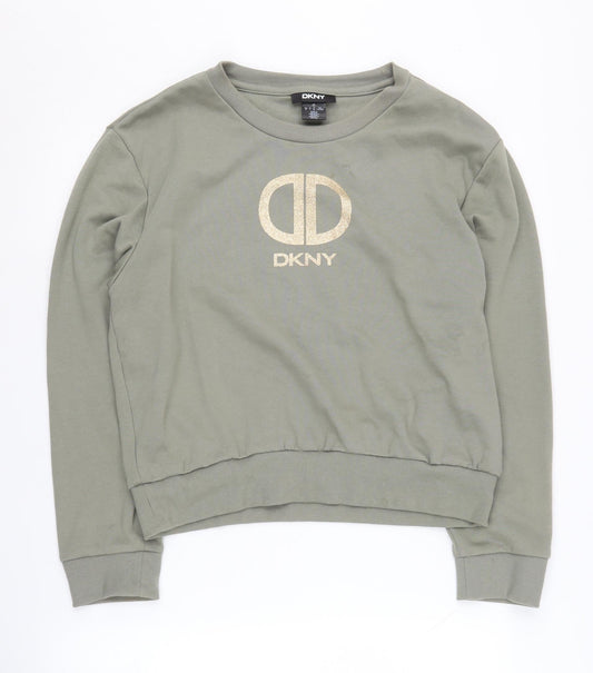 DKNY Women's Green Pullover Sweatshirt - Size L