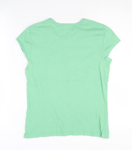 Tommy Hilfiger Women's Green T-Shirt, M, Casual Art Style