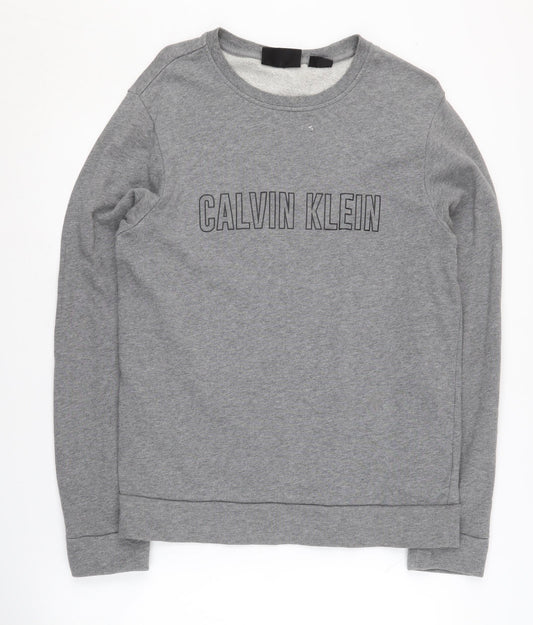 Calvin Klein Men’s Grey Logo Pullover Sweatshirt S