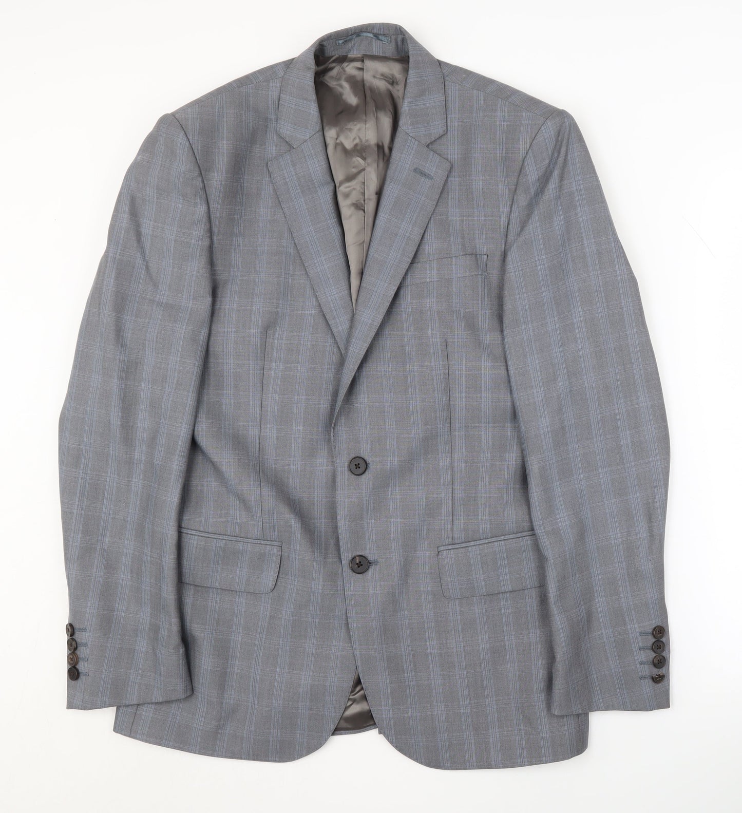 Jaeger Men's Grey Check Blazer, Size 38R, Formal Jacket