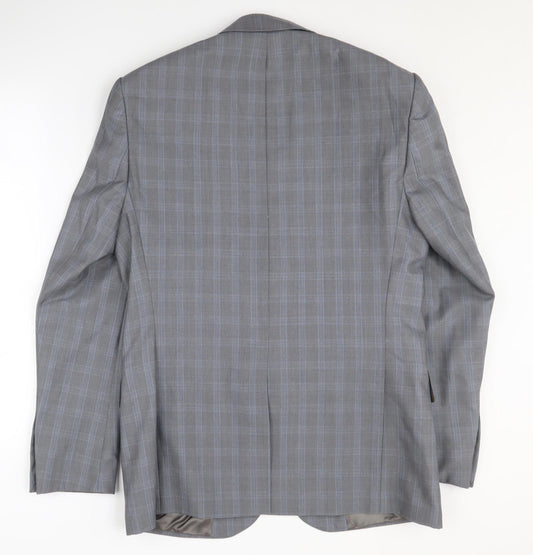 Jaeger Men's Grey Check Blazer, Size 38R, Formal Jacket