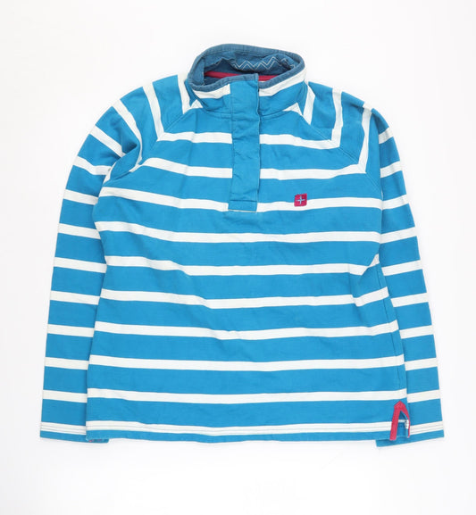 Mountain Warehouse Women's Blue Henley Striped Sweatshirt