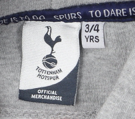 Brand and care label for Tottenham Hotspur boys’ grey pullover hoodie 3-4 years