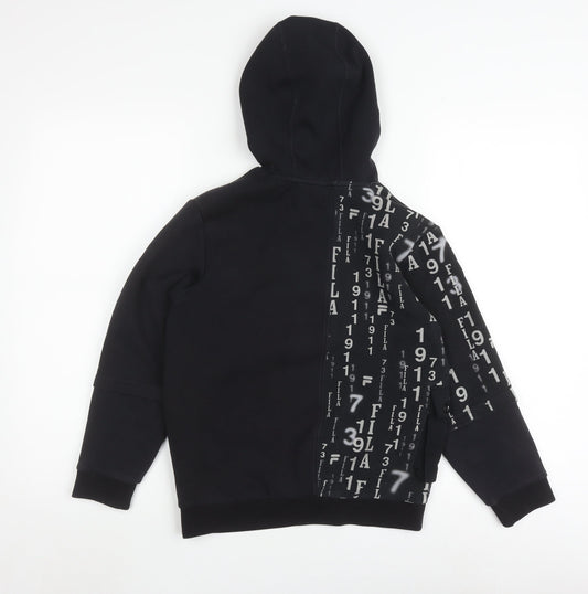 Fila Boys Black Pullover Hoodie, 12 Years, Graphic Print