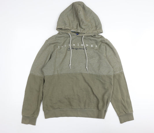 Mens UK M Regular JACK & JONES Green Pullover Hoodie