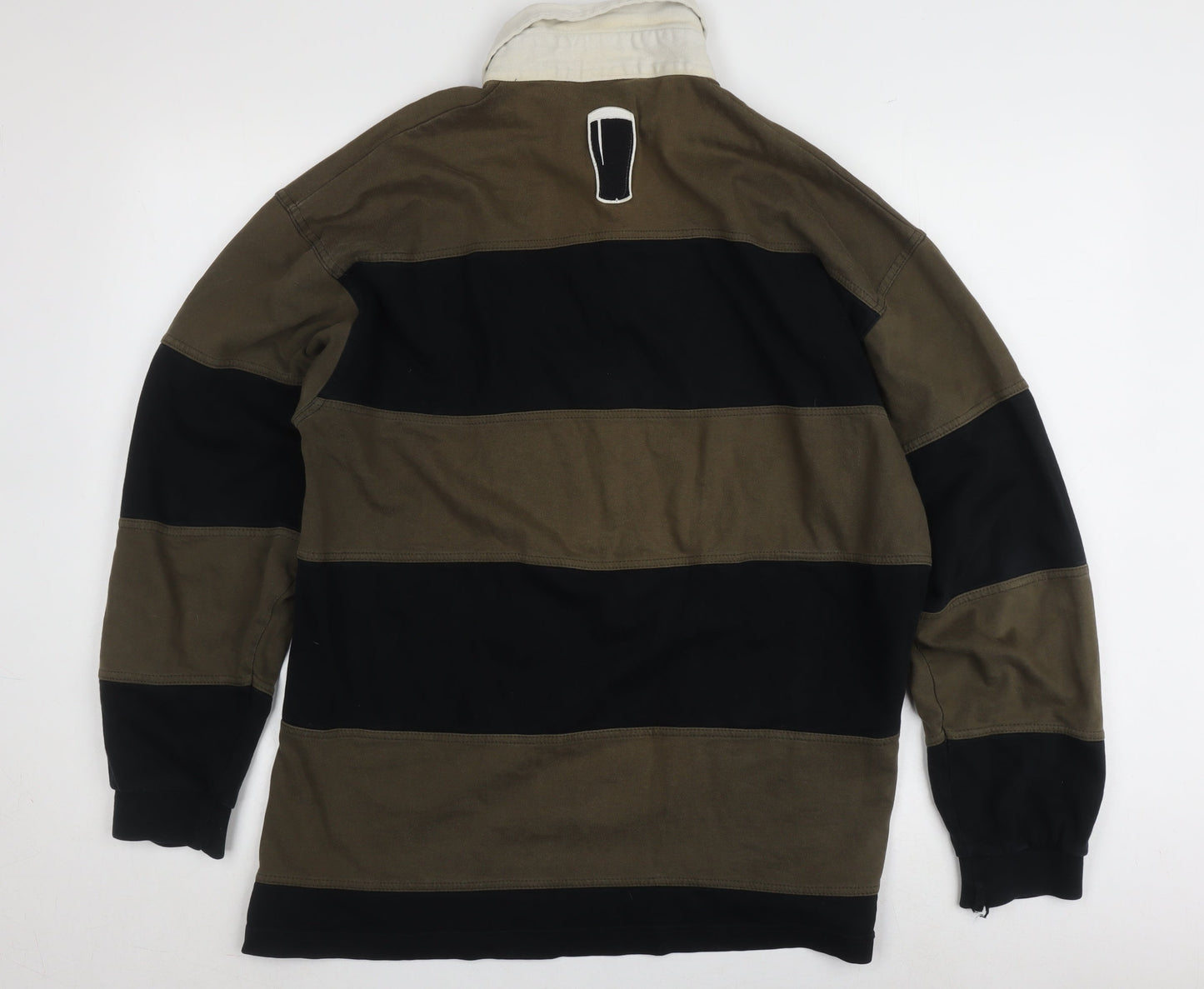Guinness Men's XL Brown Striped Collared Sweatshirt