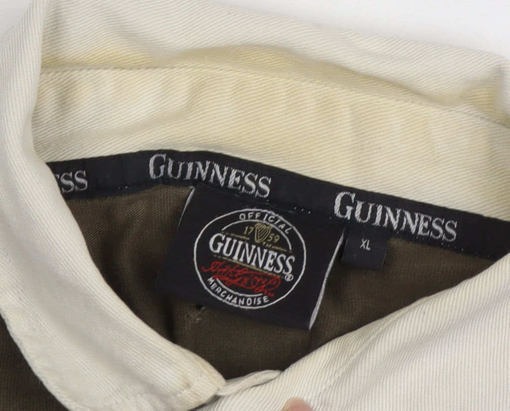 Guinness Men's XL Brown Striped Collared Sweatshirt