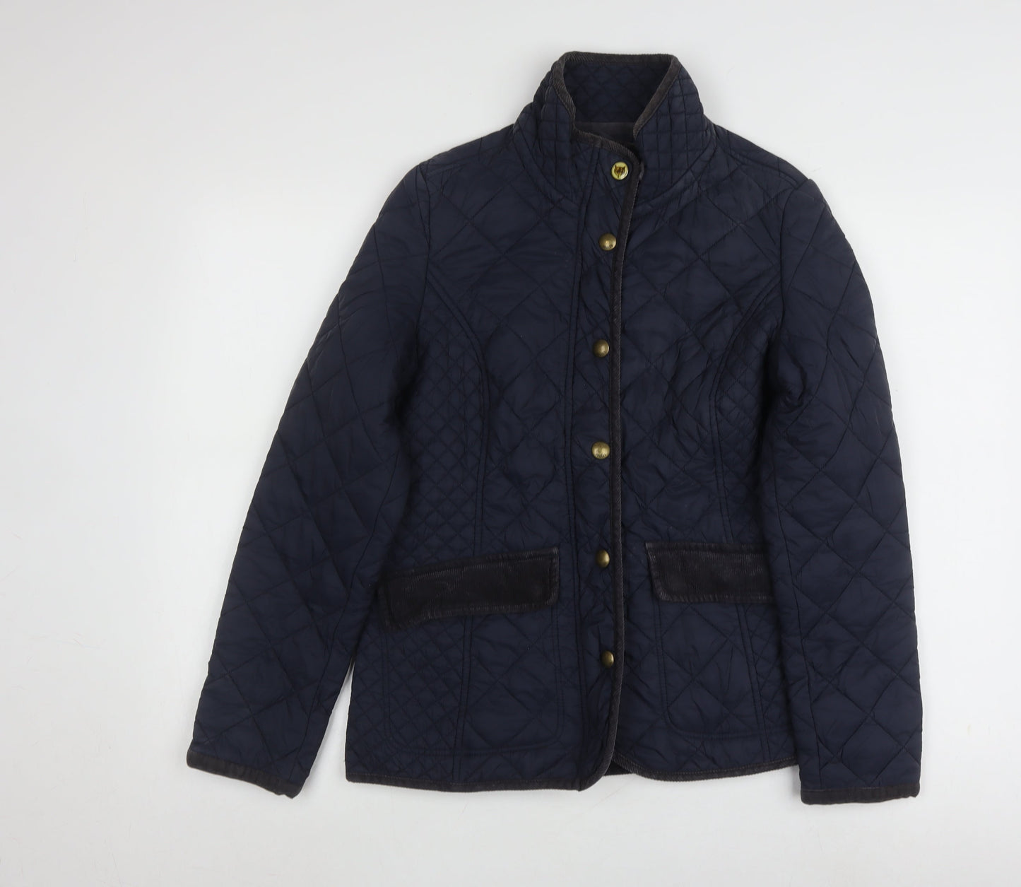 Joules Women's Blue Quilted Mid-Length Jacket, Size 12